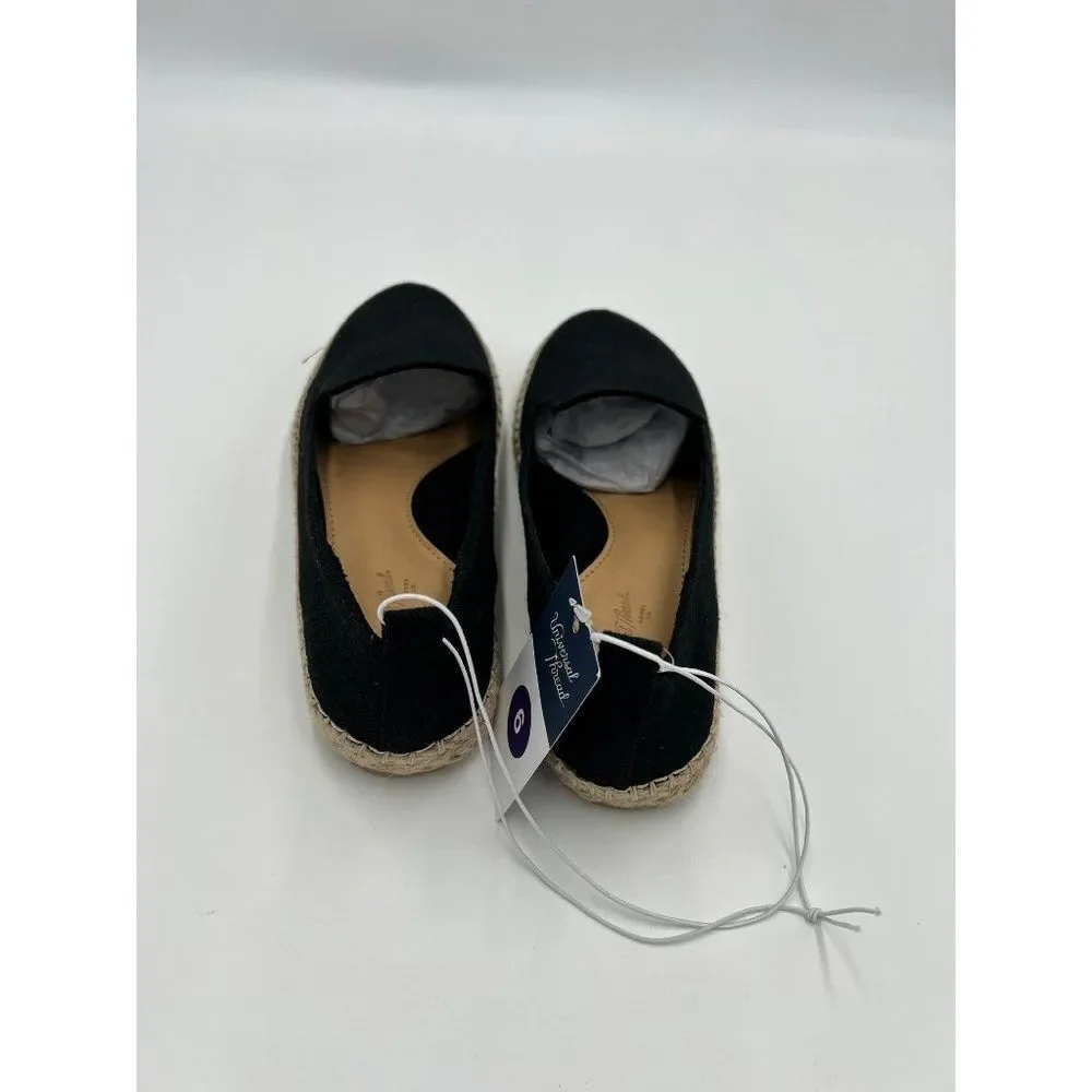 Universal Thread Womens Black Canvas Espadrille Slip On Flats Size 6 NEW‎